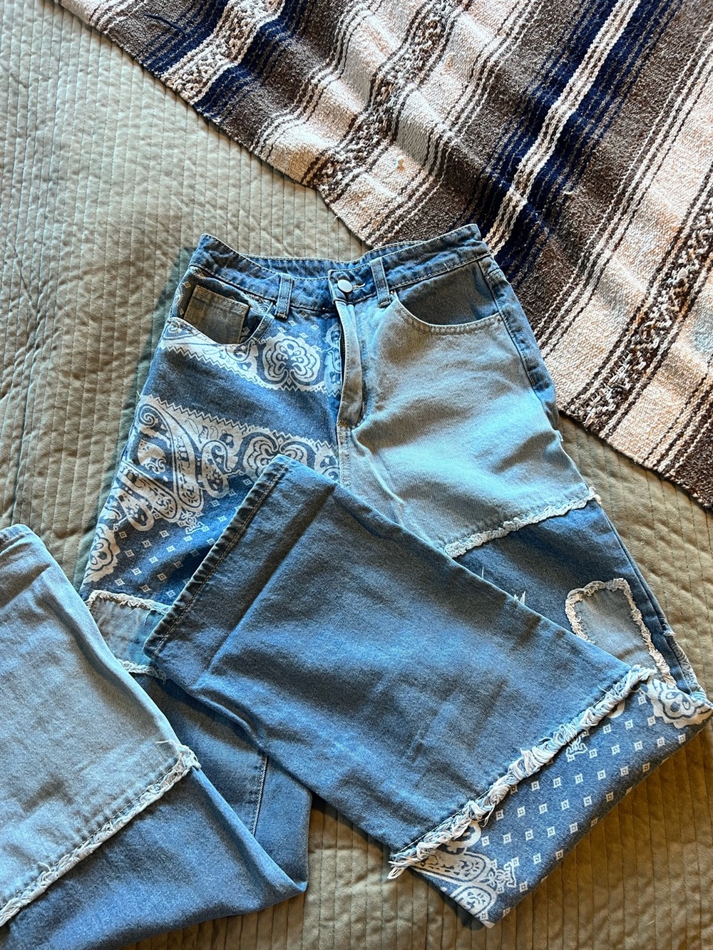 Patchwork straight leg Women’s Jeans